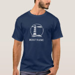 Din flotta i Namn Nautical Classic Lighthouse-flot T Shirt<br><div class="desc">Personlig Boat Namn med ett klassiskt fyr på marinblå T-Shirt</div>