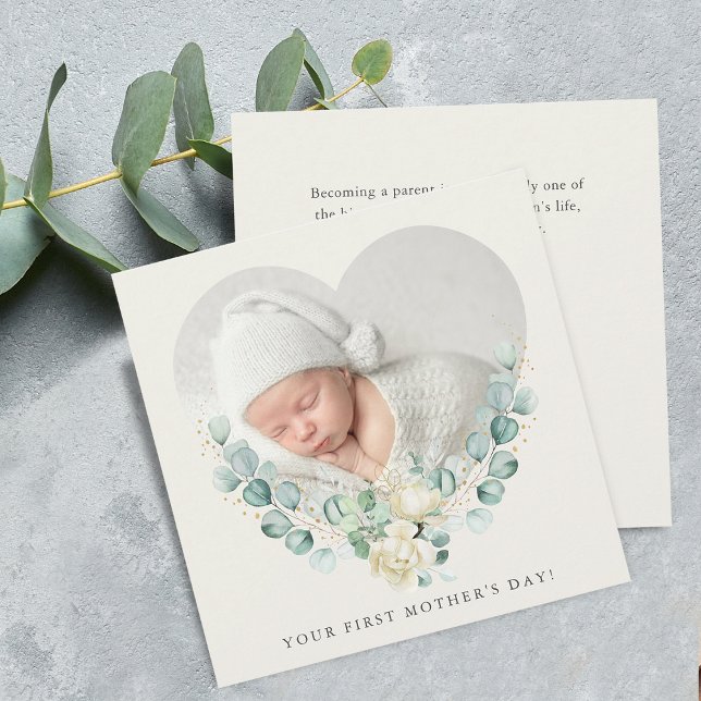 Din första Blommigt Photo Mors dag Flat Kort (Your First Floral Mother's Day Flat Card)