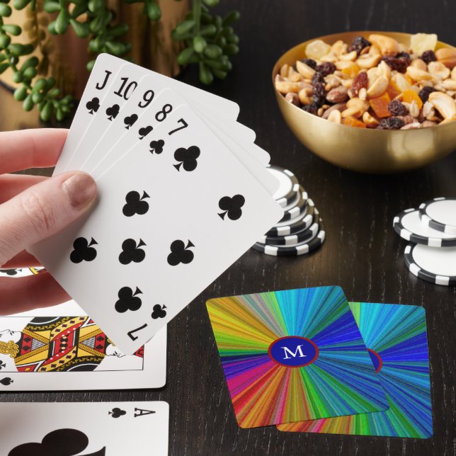 Din första monogram regnbågscirkel Mönster Casinokort (På plats)