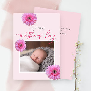 Din första mors dag Daisy Foto Platt Kort