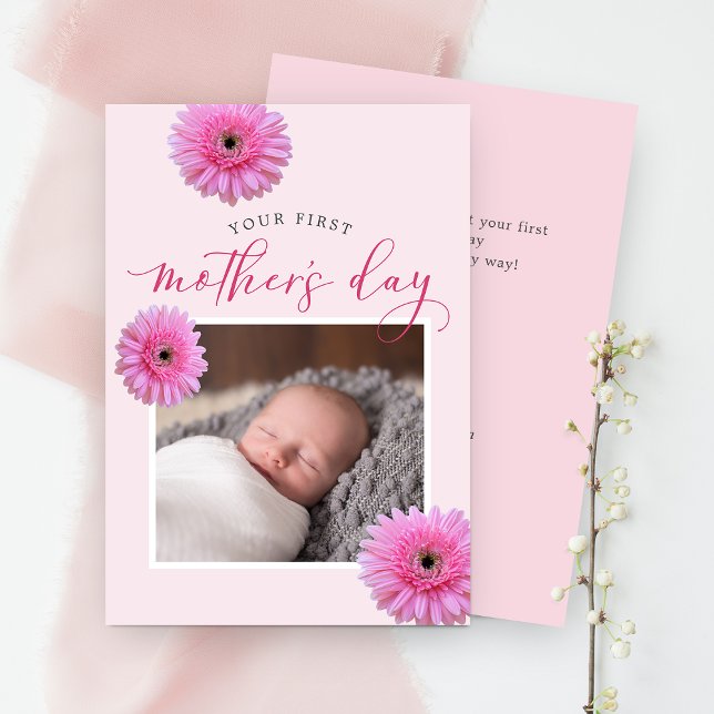 Din första mors dag Daisy Foto Platt Kort (Skapare uppladdad)