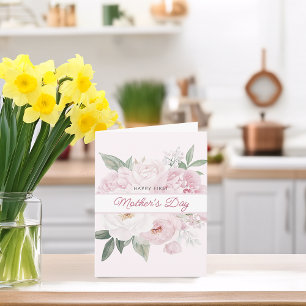 Din Första Mors Dag Peony Blommor Kort