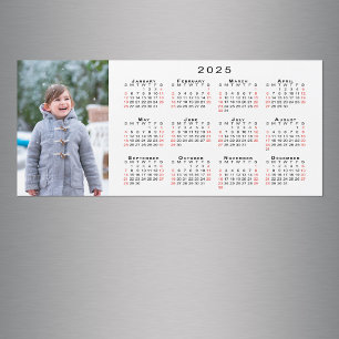 Din foto 2025-kalender för vitmagnet