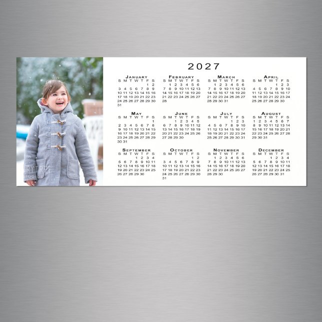 Din Foto 2027 Kalender Vit Magnet (Your Photo 2027 Calendar White Magnet in situ)