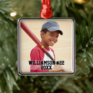 Din foto-Anpassningsbar Baseball eller din sport Julgransprydnad Metall