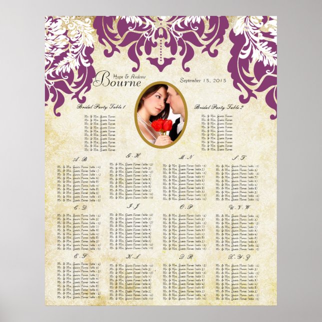 Din Foto Damask Placeringsplan Alfabetisk Poster (Framsidan)