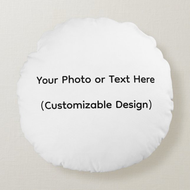 Din Foto eller Text Här (Anpassningsbar Design) Rund Kudde (Framsidan)