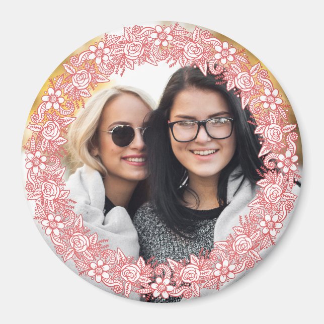 DIN FOTO i en Ram-magnet med Flower WANAN Magnet (Framsidan)