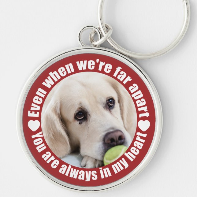 DIN FOTO LÅNGT UTANFÖR nyckelringen Kärlek Rund Silverfärgad Nyckelring (Framsidan)