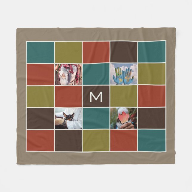DIN FOTO & MONOGRAM anpassad filt av fleece (Framsidan (Horisontell))