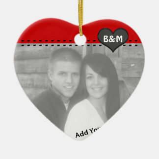 Din foto och första julprydnad för initialer julgransprydnad keramik