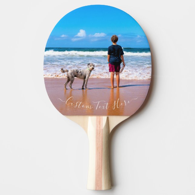 Din foto Ping Pong Paddle med Anpassningsbar Text  Pingisracket (Framsidan)