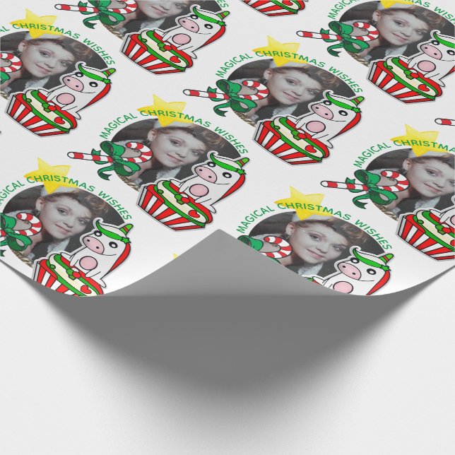 Din Foto Ram Jul Enhörning Cupcake Presentpapper (Hörn)