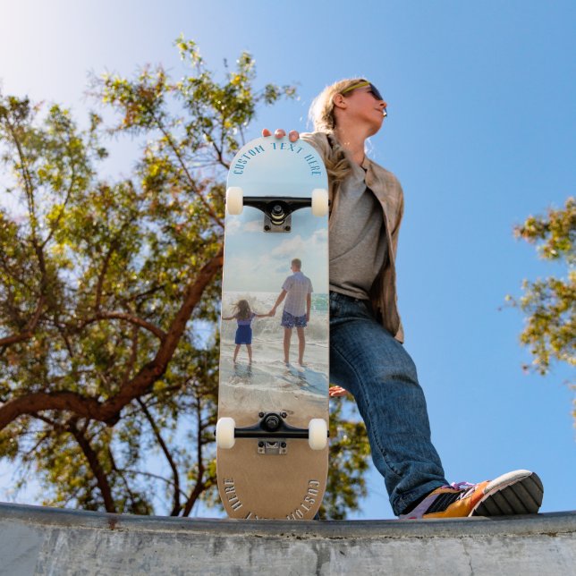 Din Foto Skateboard Present med Anpassad Text Namn (Utomhus 1)