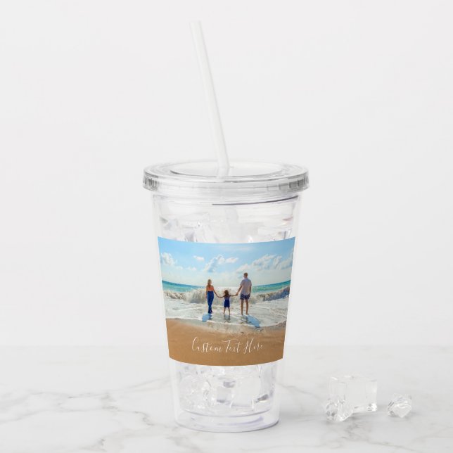 Din fotoakrylisk Tumbler med Anpassningsbar Text Take Away Mugg (Framsida Ice)