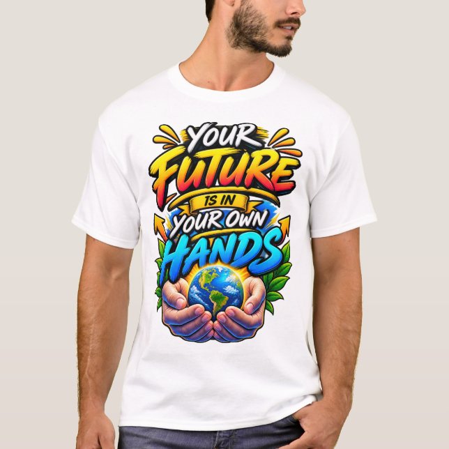 Din framtid är i dina egna händer t shirt (Framsida)