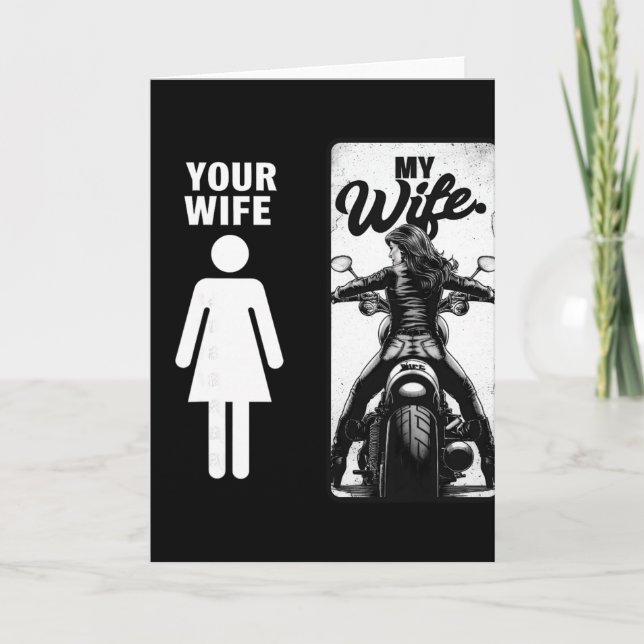 Din fru är enkel Min fru Biker Fru Valentine M Kort (Framsida)