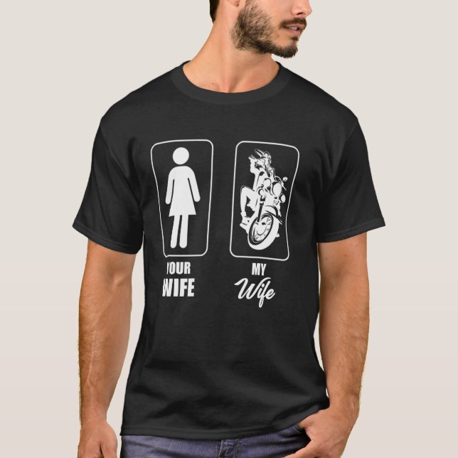 Din fru Min fru Biker fru Alla hjärtans dag T Shirt (Framsida)