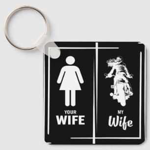 Din fru Min fru Biker Maka Valentines day Nyckelring