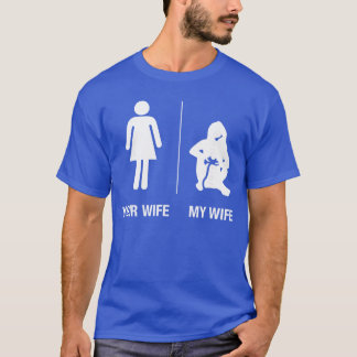 Din fru min fru Gamer Roligt spelande make present T Shirt
