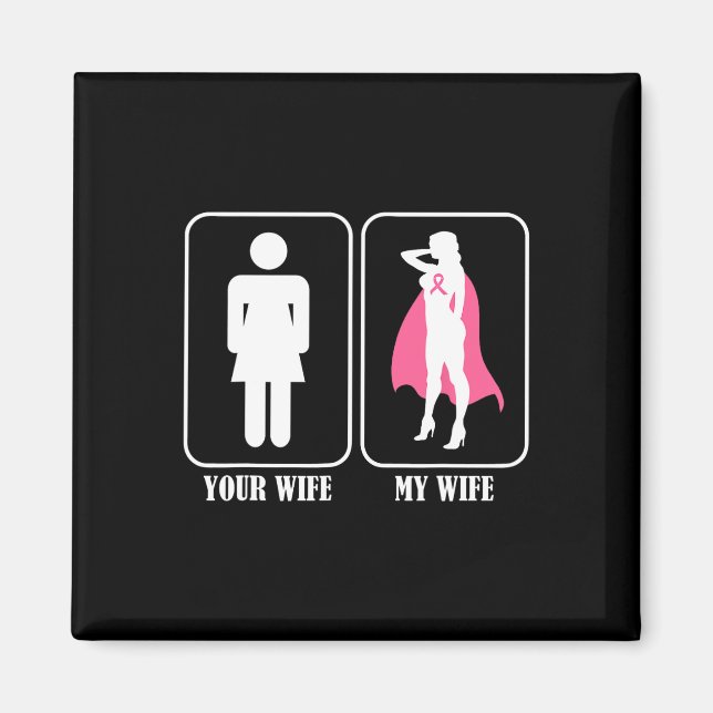 Din fru min fru Husand Breast Cancer Awareness Magnet (Framsidan)
