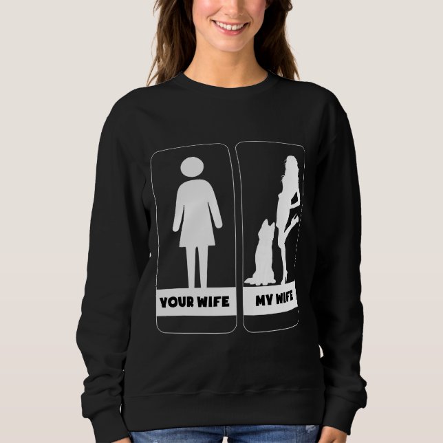 Din fru Min fru Siberian husky Hund T Shirt (Framsida)