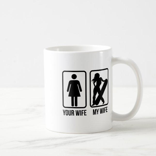 Din fru min fru Snowboarder - Female Boarder Gif Kaffemugg (Höger)