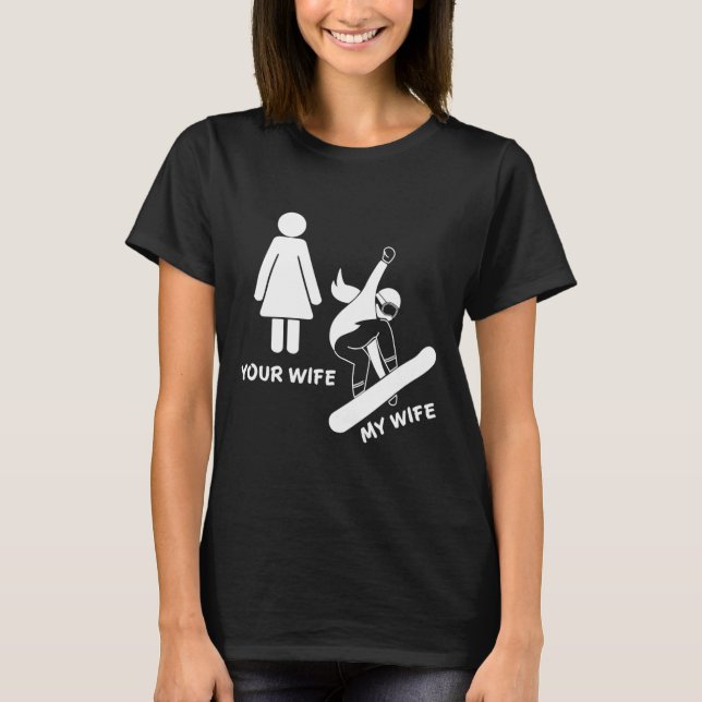 Din fru min fru Snowboarder - Female Boarder Gif T Shirt (Framsida)