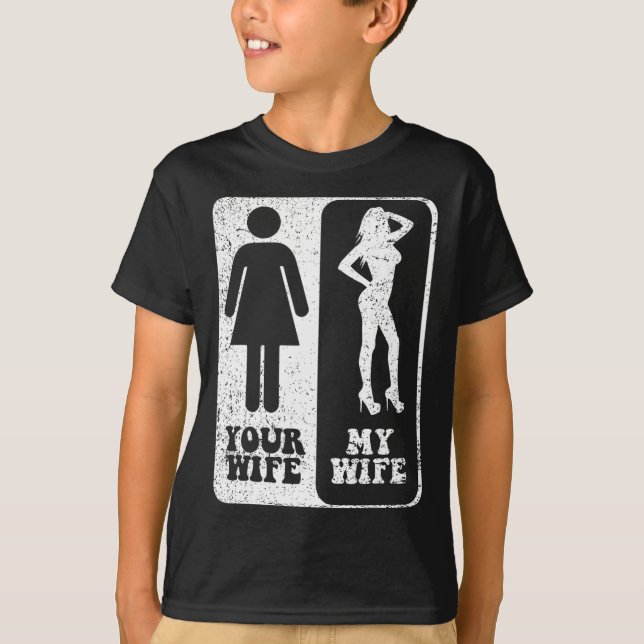 Din fru min hustru Bröllop Make Groom Fiance Mr. T Shirt (Framsida)