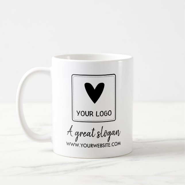 Din fyrkantiga logotyp varumärkes anpassade text kaffemugg (Vänster)