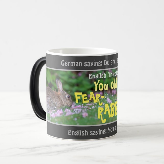 Din gamla rädsla-RABBIT - fåniget översatte tyska! Magisk Mugg (Framsida vänster)