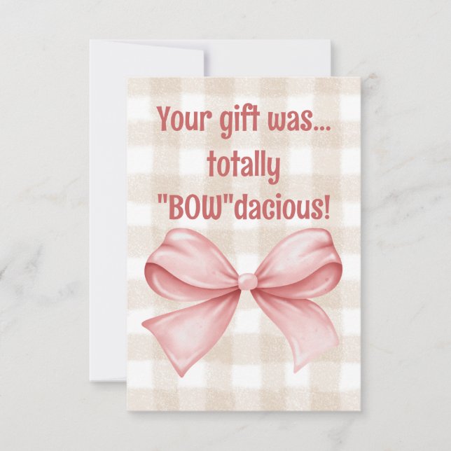 Din gåva var helt "Bow"dacious gingham bow Tack Kort (Framsida)