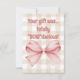 Din gåva var helt "Bow"dacious gingham bow Tack Kort