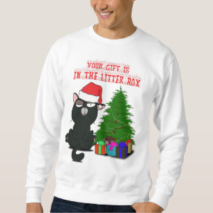 DIN GIFT FINNS I LITTER BOX, Meowy Catmas Gift Lång Ärmad Tröja