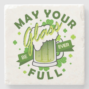 Din Glas Skall Vara Full Grön Shamrock Öl Stenunderlägg