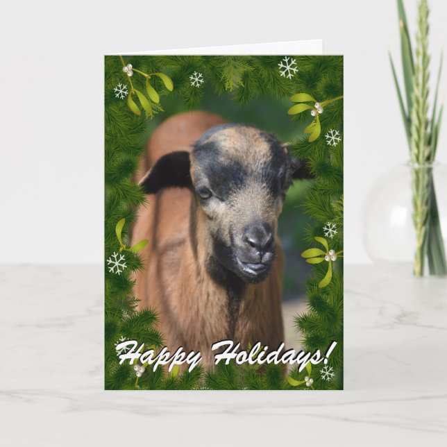 Din GOAT PHOTO i Boughs och Mistletoe Ram Helgkort (Framsida)