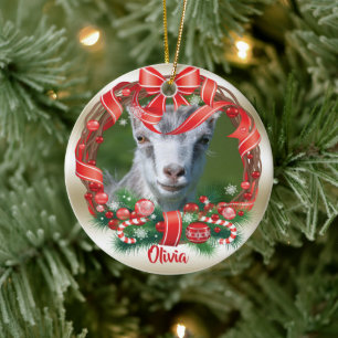 Din GOAT PHOTO med andningsdekoramisk prydnadsföre Julgransprydnad Keramik