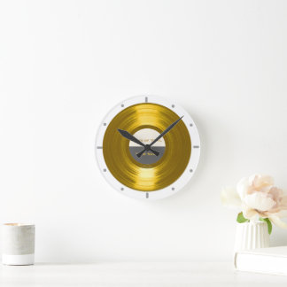 Din Guld-skivklocka för vinylmusik Rund Klocka