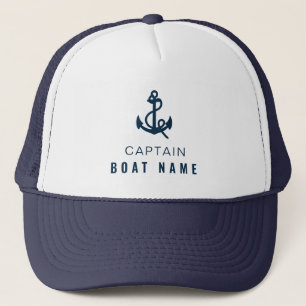 Din havets Namn Nautical Blue White Anchor kapten Keps