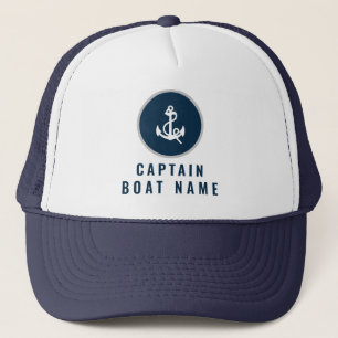 Din havets Namn Nautical Blue White Anchor kapten Keps