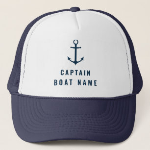 Din havets Namn Nautical Blue White Anchor kapten Keps