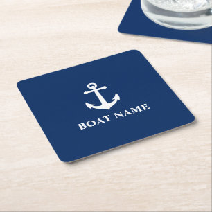 Din havsflotta i Namn Vintage Nautical Anchor Underlägg Papper Kvadrat