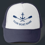 Din havsflotta Namn Nautical Anchor Crossed Oars N Keps<br><div class="desc">En havsankare och korsade öron med din Personlig Boat Namn eller annan text i marblått på en Snyggt Truckerkeps.</div>
