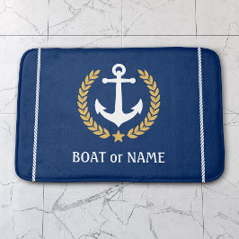 Din havsflotta Namn Nautical Anchor Guld Laurel Na Badrumsmatta