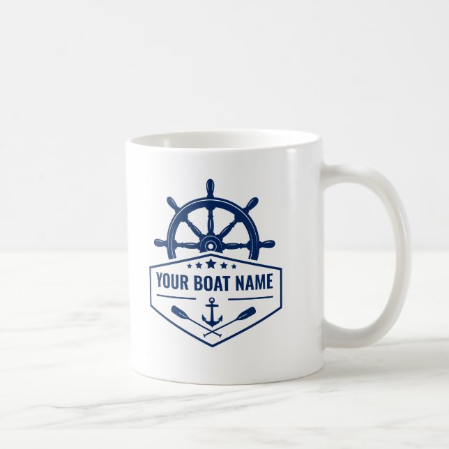 Din havsflotta Namn Nautical Anchor Oars Helm 2 si Kaffemugg (Höger)