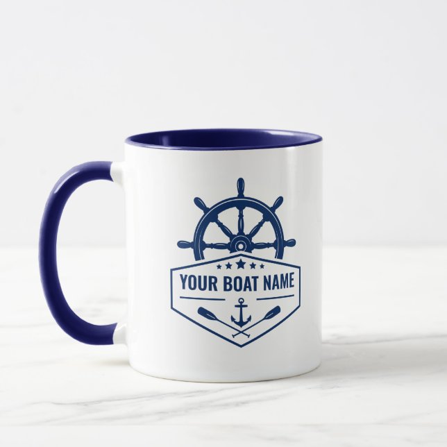 Din havsflotta Namn Nautical Anchor Oars Helm 2 to Mugg (Vänster)
