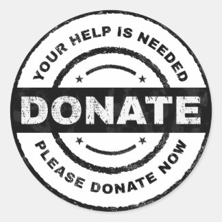 Din hjälp behövs Donationsdekaler för välgörenhet Runt Klistermärke