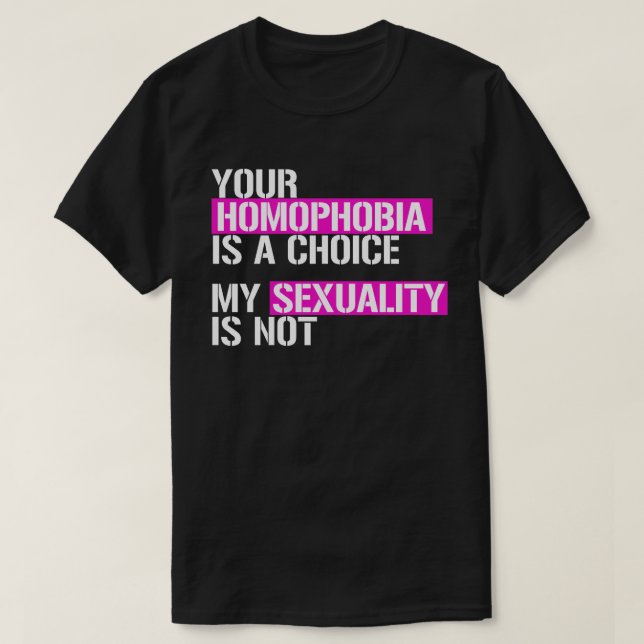 Din homofobi är ett val t shirt (Design framsida)