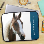 Din Horse Anpassningsbar Pet Photo Porträtt Laptop Fodral<br><div class="desc">Anpassa din egen laptop sleeve, med en namn och bild av din häst. Klicka på "Anpassa" för att ladda upp det önskade fotot och ett namn som visas på den blå panelen. Din bärbara dator kommer att vara omisskännlig när du användor den här snyggten, det individuella höljet, anpassat med en...</div>