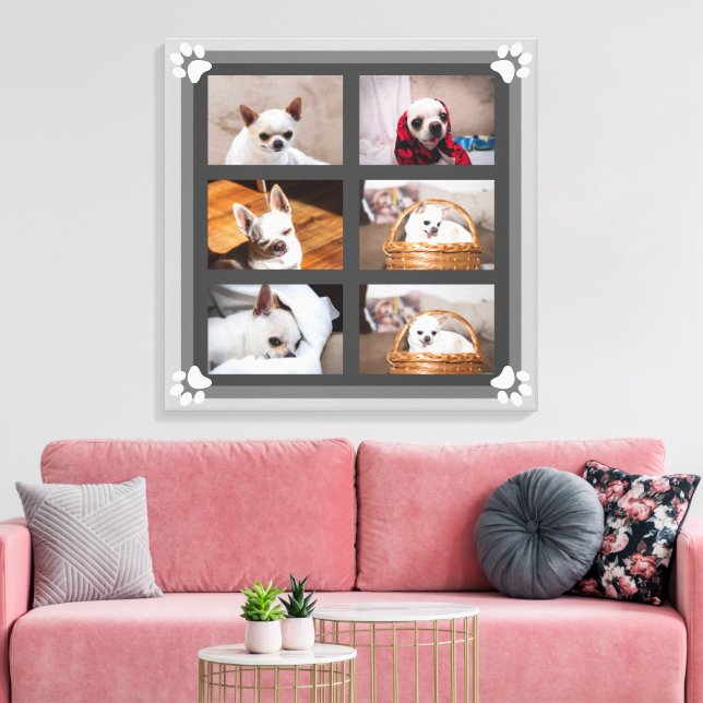 Din hund-anpassningsbar-fotokollage chihuahua canvastryck (Insitu (Vardagsrum))
